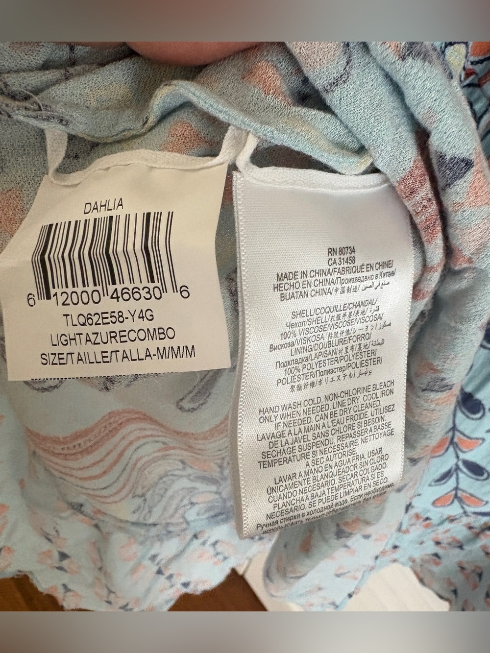 Dalia Mint Blue-Green Dress Floral & Stripe Mixed Print Boho Tunic Mini Dress L - Picture 6 of 12
